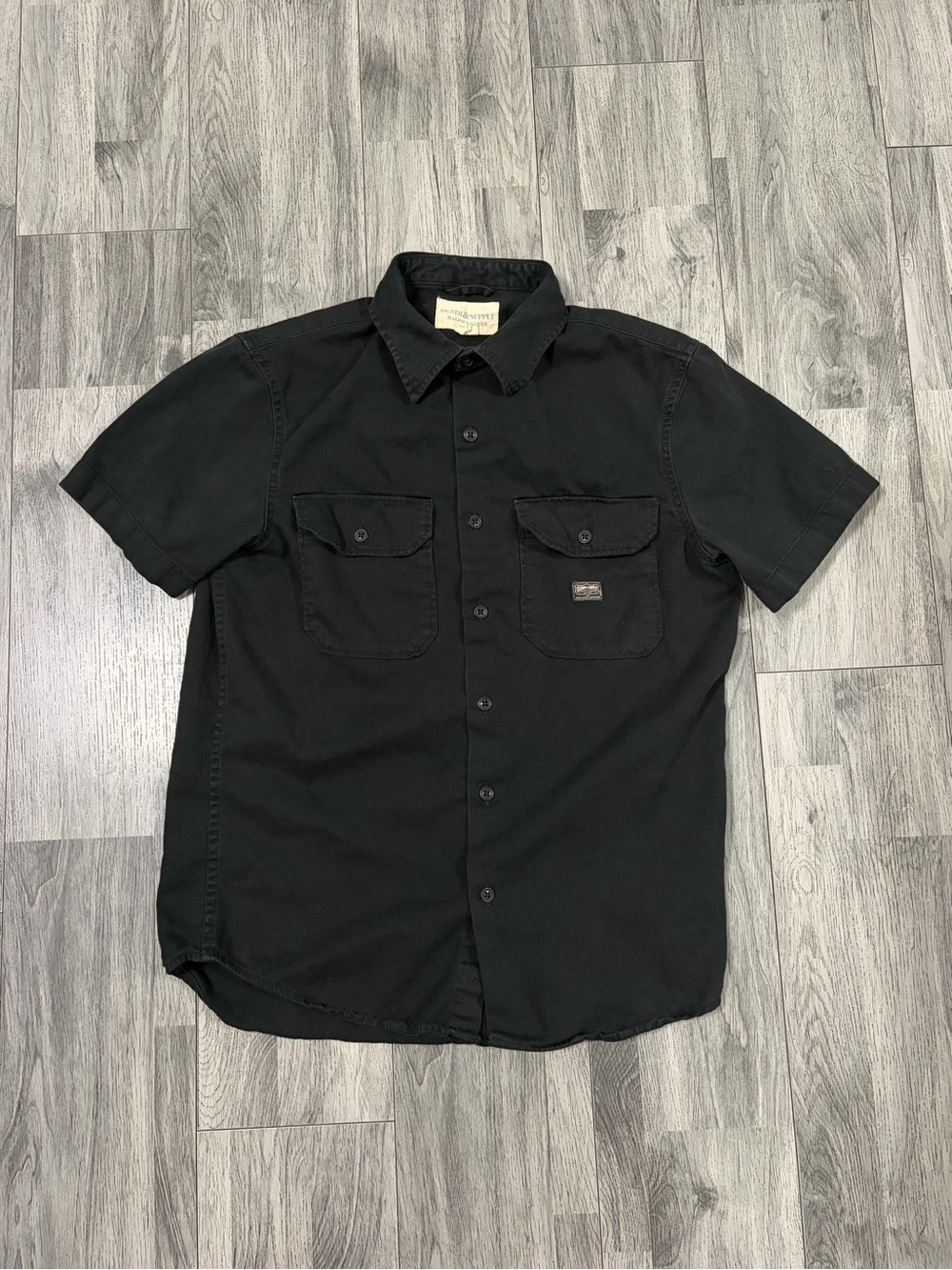 Denim & Supply Ralph Lauren Black Short-Sleeve Button-Front Shirt Jacket - Picture 2 of 9